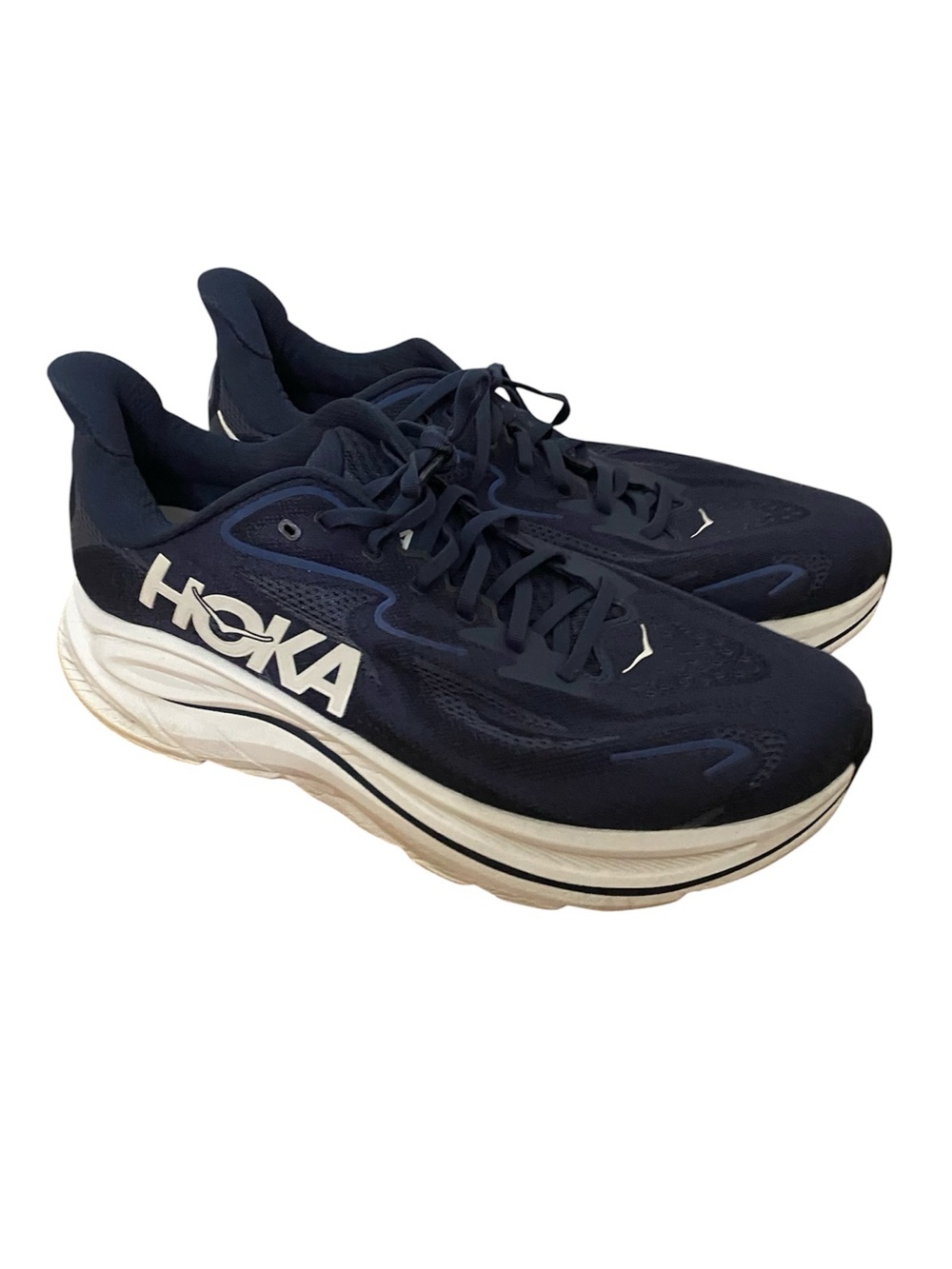 HOKA Men's Navy Clifton 10 Wide Cushion Running Shoes Size 13
